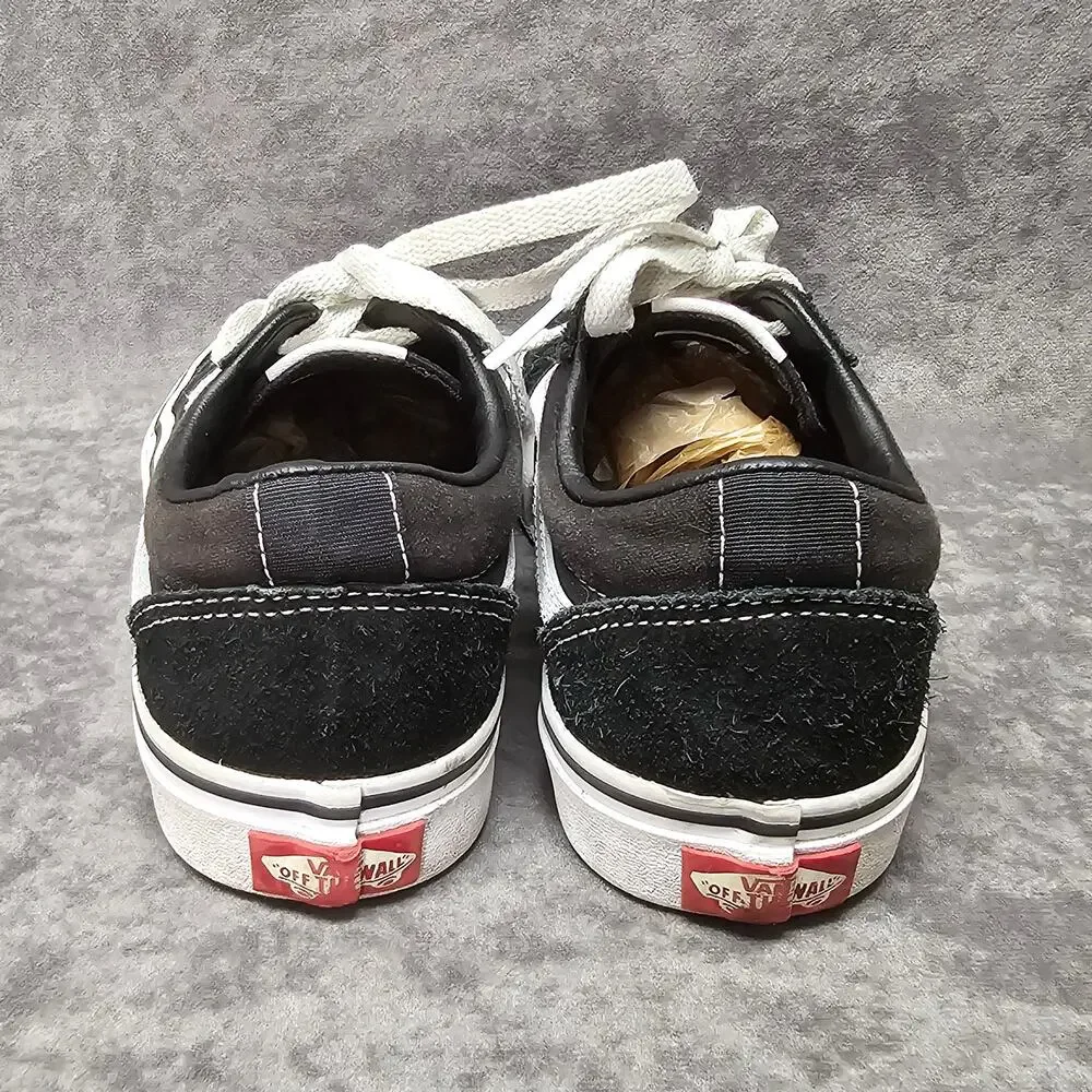Vans Black & White Off The Wall Old Skool Low Top Canvas Skater Shoes Youth 3